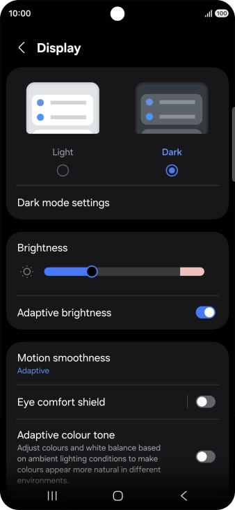 Press Dark mode settings. Press Dark mode settings.