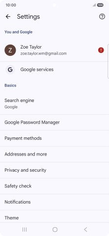 Press Privacy and security.