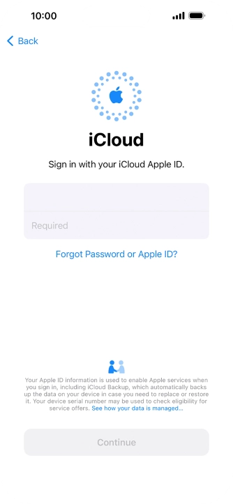 Press Required and key in the password for your Apple ID. Press Required and key in the password for your Apple ID.