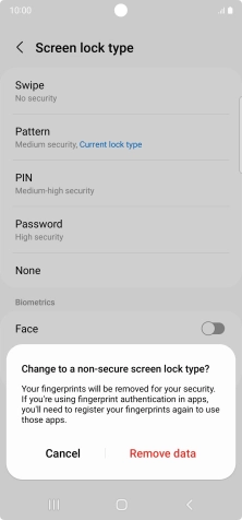 Press Remove data.