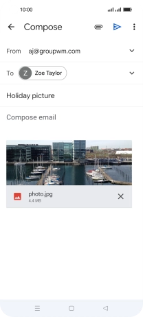 Press the text input field and write the text for your email message. Press the text input field and write the text for your email message.