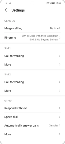 Press More below the required SIM. Press More below the required SIM.