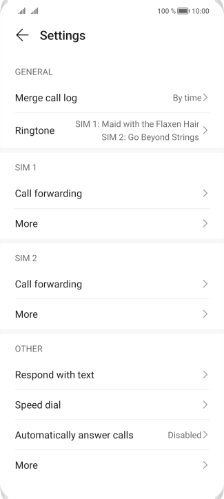 Press More below the required SIM. Press More below the required SIM.
