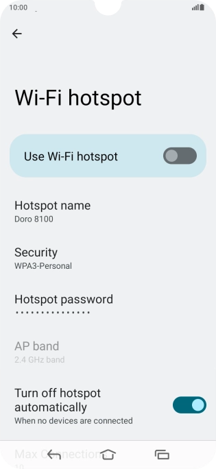 Press Hotspot password and key in the required password. Press Hotspot password and key in the required password.