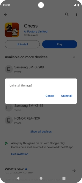 Press Uninstall.