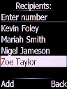 Select the required contact and press the Left selection key.