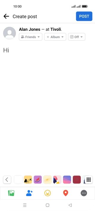 Write the required text and press POST.