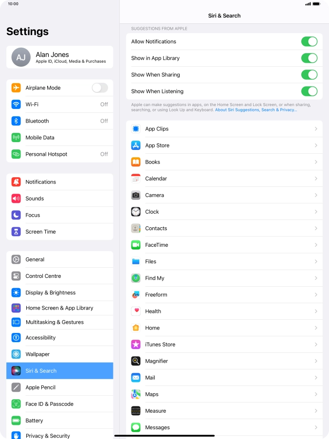 Press the required app.