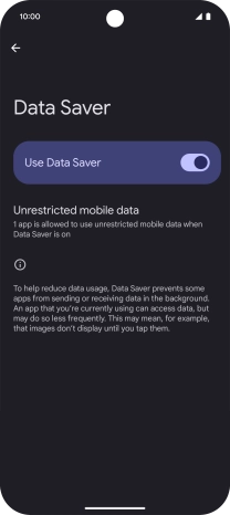 Press Unrestricted mobile data. Press Unrestricted mobile data.