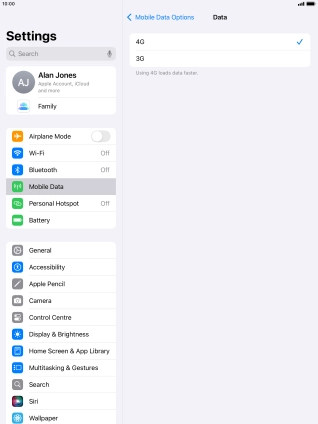 Press the required network mode.
