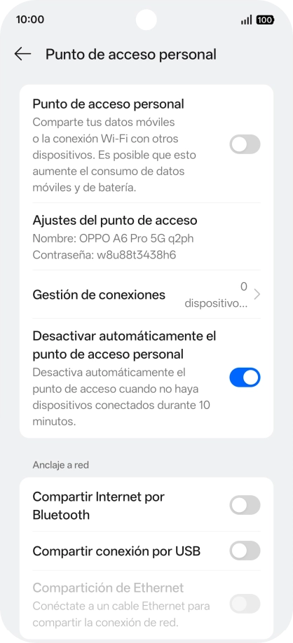 Pulsa Ajustes del punto de acceso. Pulsa Ajustes del punto de acceso.