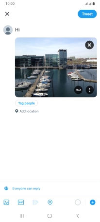 Write the required text and press Tweet. Write the required text and press Tweet.