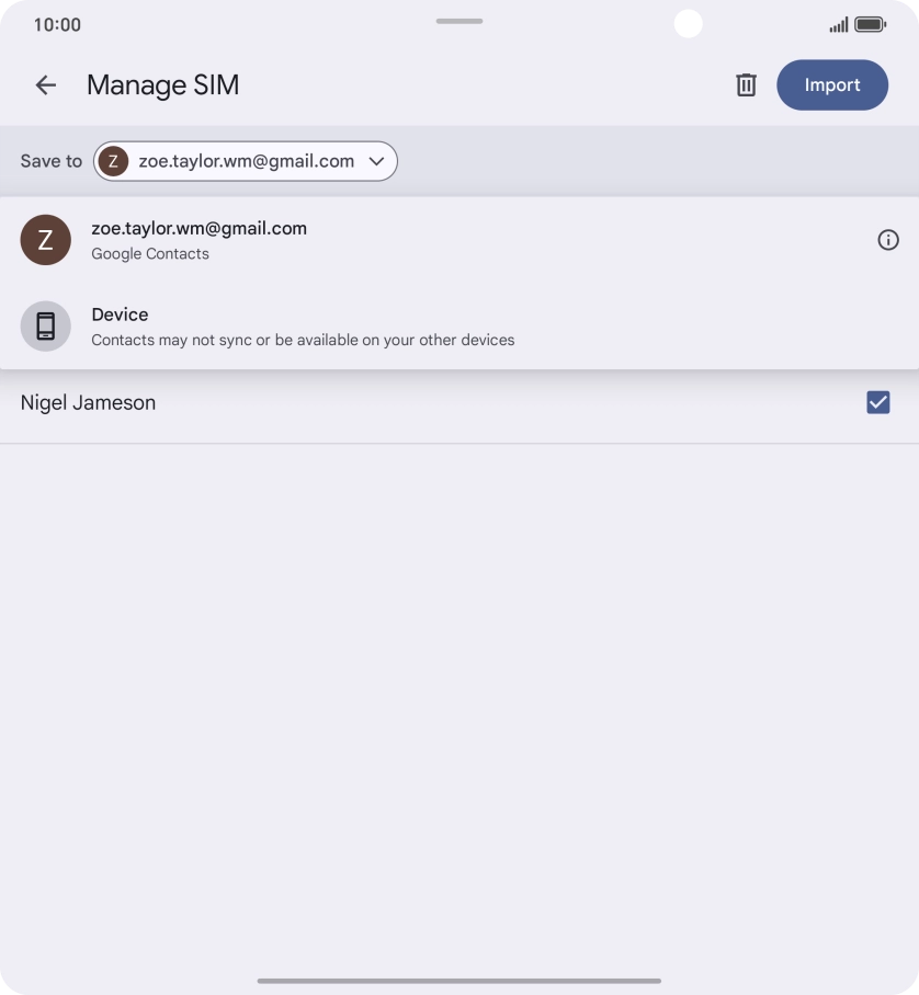 Press the required Google account. Press the required Google account.