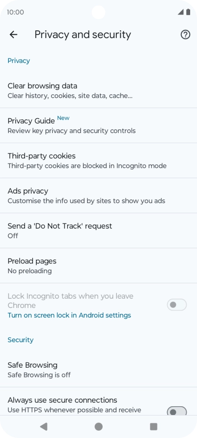 Press Clear browsing data. Press Clear browsing data.