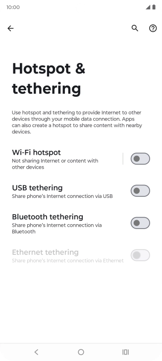 Press Wi-Fi hotspot. Press Wi-Fi hotspot.