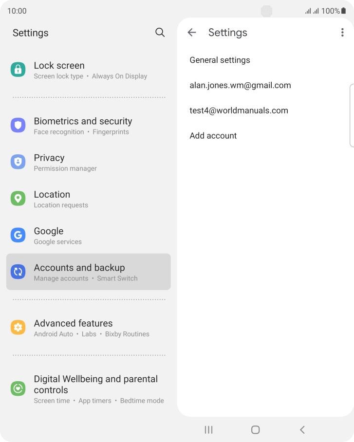 Press the required email account. Press the required email account.