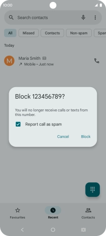 Press Block to block the number. Press Block to block the number.