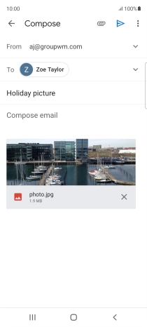 Press the text input field and write the text for your email message. Press the text input field and write the text for your email message.