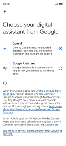 Press the required voice control assistant.