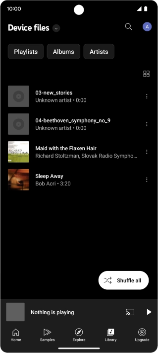 Press the required audio file. Press the required audio file.