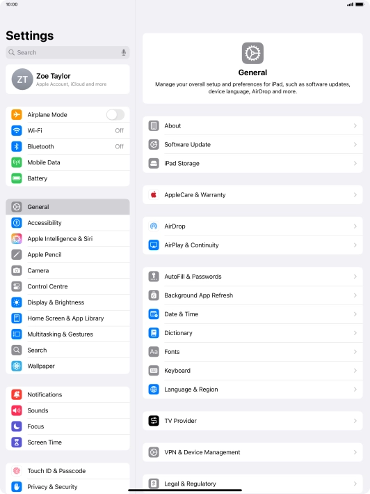 Press Mobile Data.