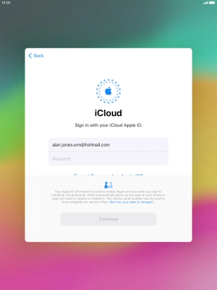 Press Required and key in the password for your Apple ID.