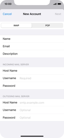 Press Username and key in the username for your email account. Press Username and key in the username for your email account.