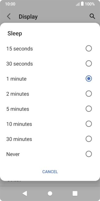 Press the required setting.