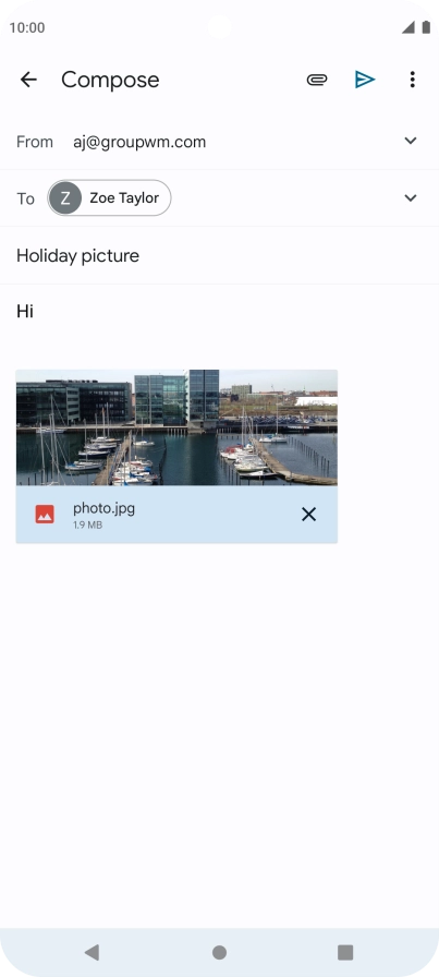 Press the send icon when you've finished your email message.