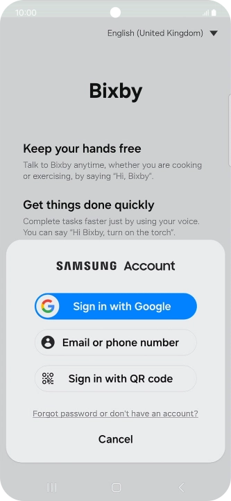 If you don't have a Samsung account, press Forgot password or don't have an account? and follow the instructions on the screen to create an account. If you don't have a Samsung account, press Forgot password or don't have an account? and follow the instructions on the screen to create an account.
