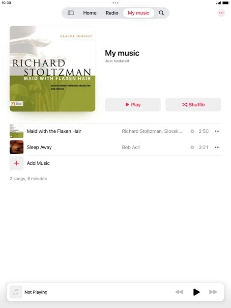 Go to the required category or playlist and press the required audio file.