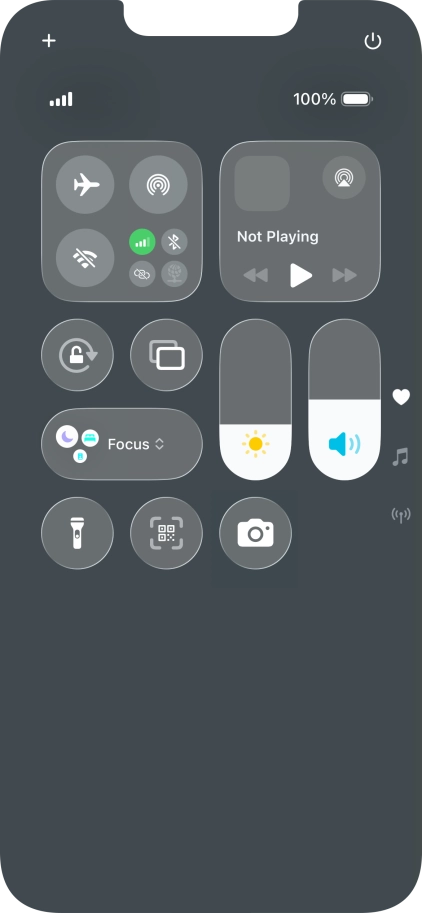 Slide your finger up or down on the screen to select the required Control Centre page.