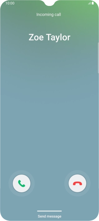 Press and drag the accept call icon right. Press and drag the accept call icon right.