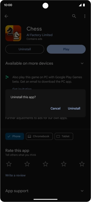 Press Uninstall.