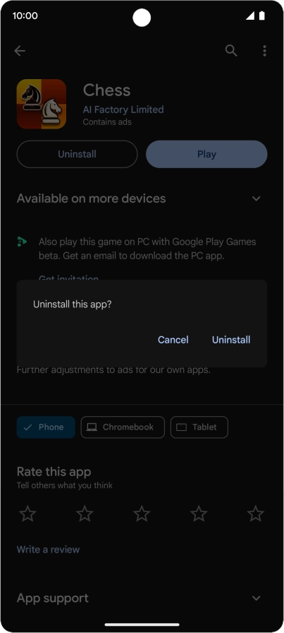 Press Uninstall.