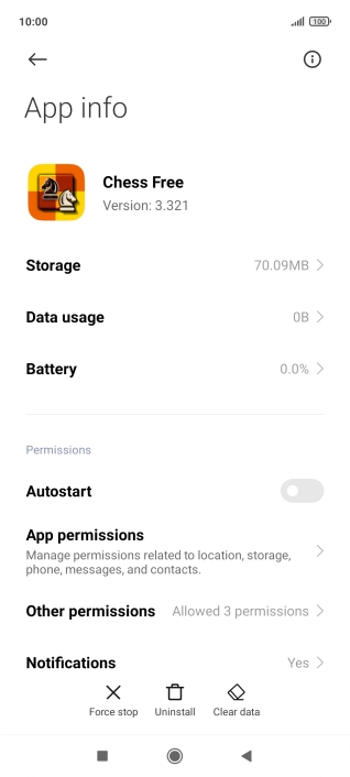 Press Clear data.