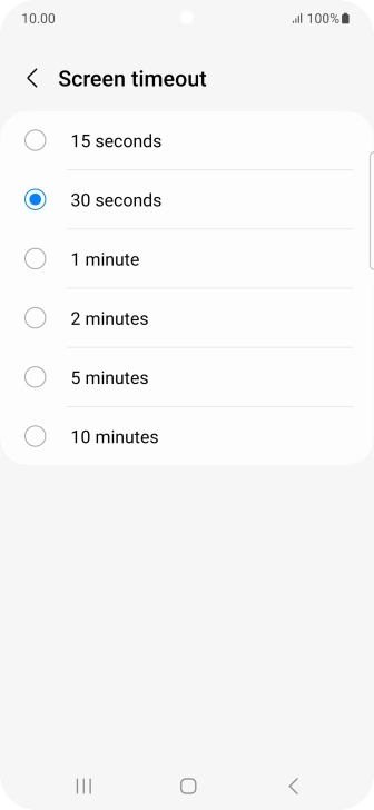 Press the required setting.