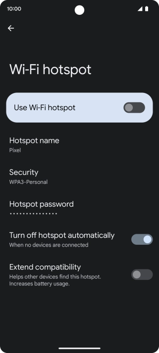 Press Hotspot password and key in the required password. Press Hotspot password and key in the required password.