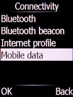 Select Mobile data and press the Left selection key. Select Mobile data and press the Left selection key.