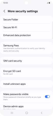 Press SIM card security. Press SIM card security.