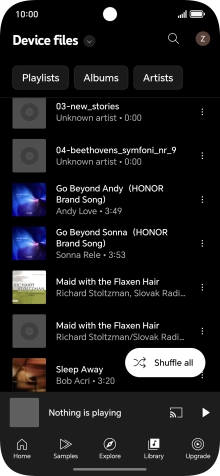 Press the required audio file. Press the required audio file.