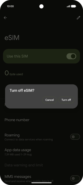 If you turn off the price plan, press Turn off. If you turn off the price plan, press Turn off.