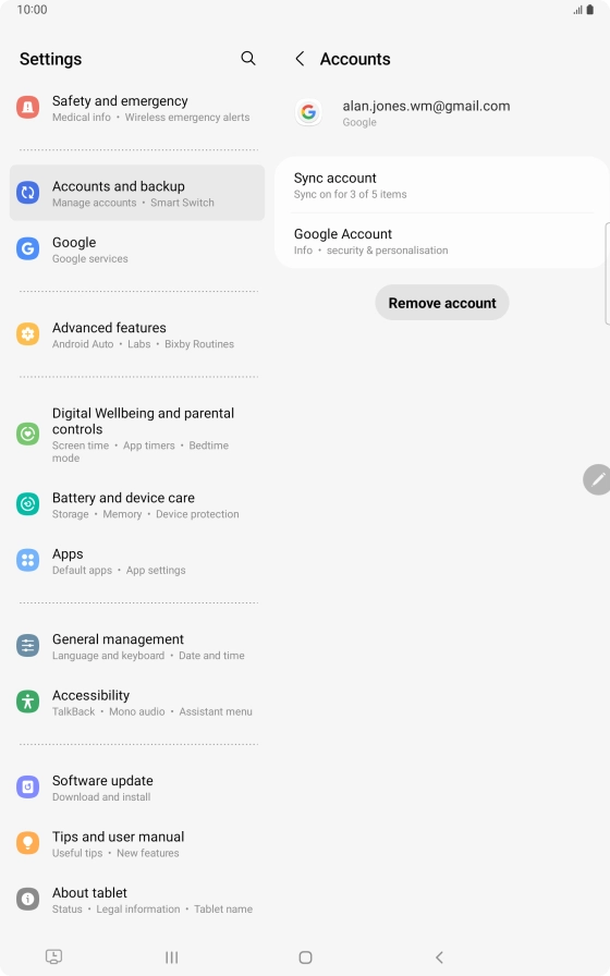 Press Sync account.