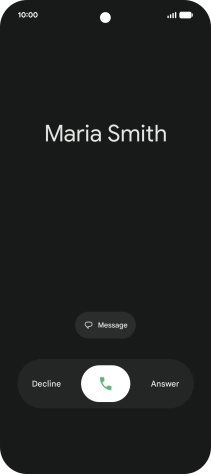 Press and drag the accept call icon right. Press and drag the accept call icon right.