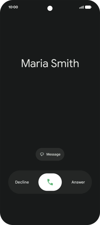 Press and drag the accept call icon right. Press and drag the accept call icon right.