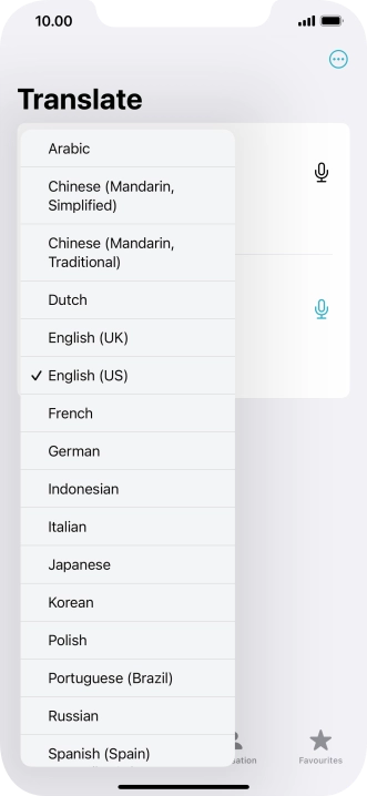 Press the required source language. Press the required source language.