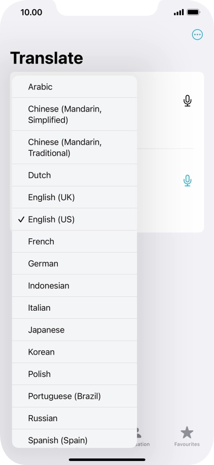 Press the required source language. Press the required source language.