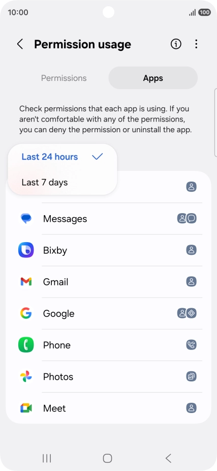 Press the required setting. Press the required setting.