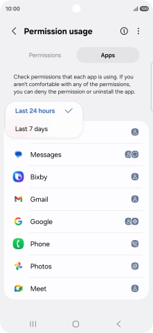 Press the required setting. Press the required setting.