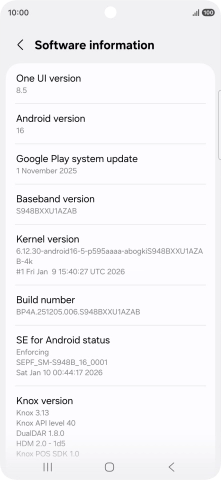 Your phone's software version is displayed below Android version. Your phone's software version is displayed below Android version.